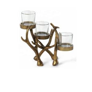 Bois de cerf verre fonte d'aluminium bougeoir lourd solide fonte d'aluminium modernisme bougeoir décoration bougeoir pour la maison - Product Image 1