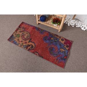 Alfombra clásica de lana roja y azul hecha a mano de 1,7x3,6 pies, retales rectangulares, respaldo de látex ecológico, comedor, viscosa de alta calidad - Product Image 3