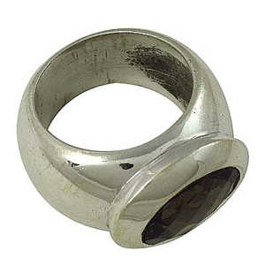 Bague en argent 925 avec quartz fumé pour femmes, style bohème fait à la main, bijoux de déclaration plaqués rhodium avec incrustation de topaze, certifiée GRS - Product Image 1