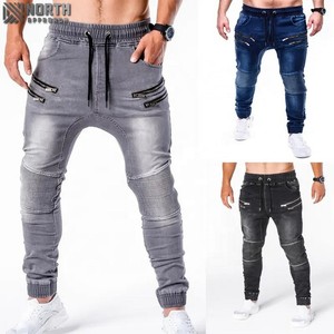 Pantalones vaqueros rectos lisos con cremalleras personalizados para hombre, pantalones informales ligeros para primavera, verano y otoño, venta al por mayor de fábrica - Product Image 1