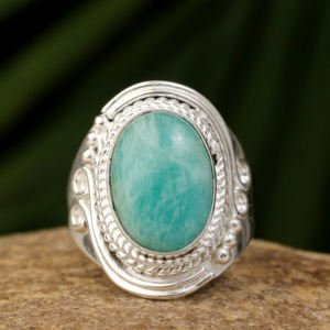 Anillo de amazonita verde Natural de diseño clásico, 10x14mm, forma ovalada, Plata de Ley 925, piedras preciosas, declaración Bohemia, joyería minimalista - Product Image 3