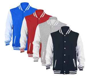 Veste de baseball en cuir à manches longues avec logo personnalisé brodé en gros, veste de sport ample VARSITY JACKET pour hommes - Product Image 1