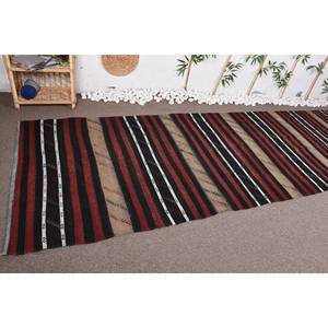 Tapis turc moderne vintage noir rouge rayé 4X12 pieds laine support en latex 10mm rectangulaire pour chambre à coucher chevet - Product Image 2