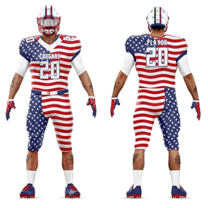 <strong>Custom</strong> USA <strong>Flag</strong> <strong>Sublimation</strong> Youth American Football Uniform <strong>Sublimated</strong> American Jersey Short Teamwear Kit - Product Image 1