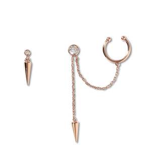 ต่างหูแบบหนีบหูทรงไม่สมมาตร เจลิยา ชุบทองคำขาว ประดับมุกและเพชร - Product Image 1