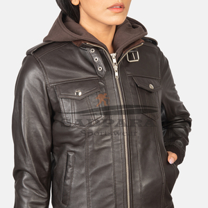 Chaquetas de mujer de estilo increíble cuero genuino moda de invierno diseño de cuello con cremallera negra ropa informal Premium nueva llegada - Product Image 3