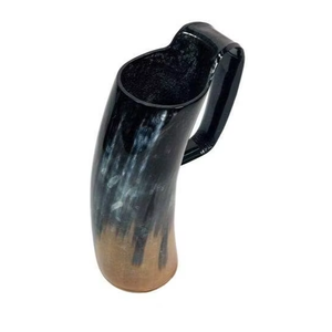 Mug en corne de buffle naturelle de premier rang, mug viking pour boire et à la bière, qualité supérieure avec une poignée solide pour les occasions de Noël - Product Image 1