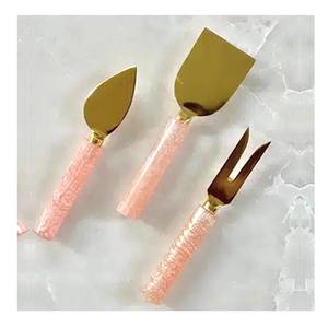 Utensilios de cocina utensilios para hacer ensaladas servidores de ensalada de acero inoxidable resina azul claro rojo y rosa mango nuevo diseño estilo real - Product Image 6