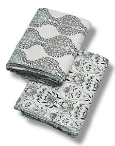 Floral Indian Bed Sheets Hand Block Print 2 piece Bedspread <b>Blanket</b> Throw Home Decor Indian Handmade Bed Sheet Cotton Bedding - Product Image 3