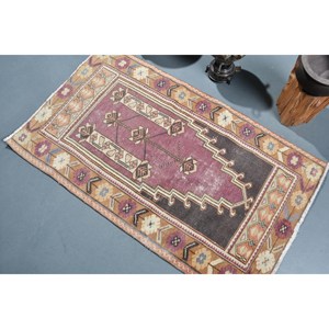 Traditionnel violet brun 2.7 X 4.5ft grande surface Vintage tapis turc laine peau de vache Latex rectangulaire Patchwork peluche pour couloir - Product Image 4