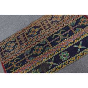 Alfombra Turca Vintage de 2.3x3.6 pies, Alfombra Pequeña, Alfombra Marroquí de Lana Azul Verde - Product Image 4