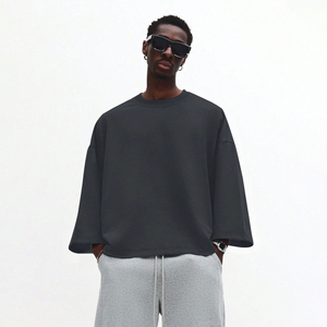 Custom Print Logo Oversize Solid Front Casual Sweat High Quality Breathable Anti-pilling Men's Oversize <b>Drop</b> Shoulder Sweatshirt - Product Image 1