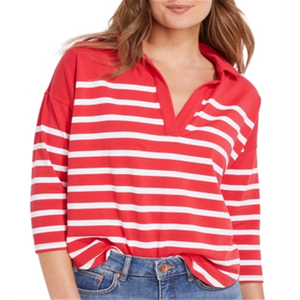 Maglietta a Righe Deluxe Vineyard Vines Rossa in Maglia con Decorazione a Bottoni, Traspirante e Semplice, Elemento di Moda, Taglia M - Product Image 1