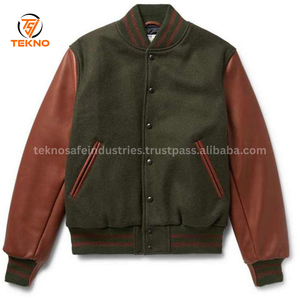 Chaqueta universitaria de mangas de cuero de lana para hombre de alta calidad: elegante e ideal para ropa informal y chaquetas universitarias de estilo clásico OEM - Product Image 3