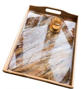 Plateau en résine noire fait à la main avec fleur blanche naturelle Organisateur élégant pour le parfum de bijoux de vanité et la décoration de la maison - Product Image 3