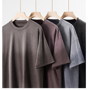 เสื้อยืดโอเวอร์ไซส์ผู้ชาย ผ้าฝ้าย 100% หนัก 320 GSM ซักย้อมสีแบบแอซิดวอช รับสกรีนโลโก้ คุณภาพสูง - Product Image 4
