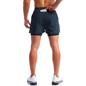 Ropa atlética masculina de alta calidad 2 en 1 pantalones cortos deportivos de algodón transpirable ropa de hombre de talla grande con bolsillos cintura elástica corta - Product Image 3