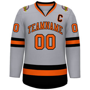 Maillot de hockey sur glace personnalisé respirant 100% polyester, impression par sublimation intégrale, col en V, uniformes sportifs - Product Image 1