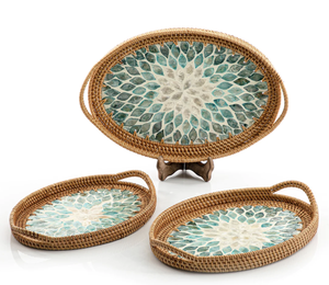 Haute qualité en gros naturel décor à la maison plateau de service utilisation pour la cuisine nacre rotin plateau Premium Durable vadrouille plateau - Product Image 4