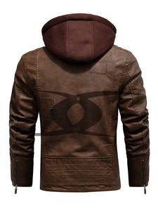 Veste en cuir à capuche marron d'hiver pour hommes la plus vendue meilleure qualité matériau respirant imperméable service OEM disponible coton - Product Image 2