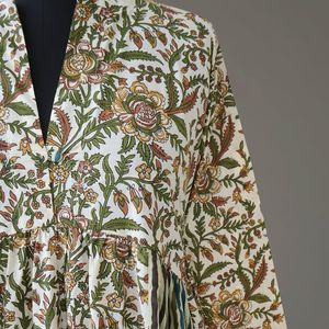 เดรสสั้นทรงบานพิมพ์ลายบล็อก DIVYA ผ้ากำมะหยี่สไตล์โบฮีเมียน |   ชุดเดรสฤดูร้อนสไตล์อินเดียทำมือ ชุดลำลองสไตล์ชาติพันธุ์สำหรับผู้หญิง ซักได้ ผลิตจากวัสดุธรรมชาติ - Product Image 5