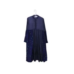NILGIRI Bohemian Bandhani Silk <b>Dress</b> 46 with Dropped Waistline and <b>Loose</b> Silhouette - Product Image 1