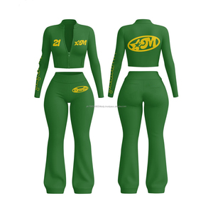 Conjunto Deportivo Oversize Personalizado con Logotipo para Mujer, Sudadera Corta con Capucha y Pantalones Cargo de 2 Piezas para Mujer y Hombre - Product Image 5