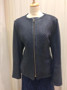 Chaqueta de cuero acolchado azul marino para mujer, chaqueta de cuero Nappa 100% para mujer, chaqueta de motorista de cuero genuino - Product Image 4