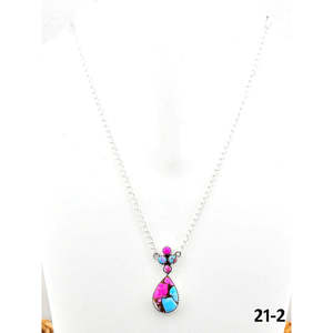 Southwest Style Cotton <b>Candy</b> Mohave & Sterling Silver Water Drop <b>Necklace</b> for Gift Occasions - Product Image 1