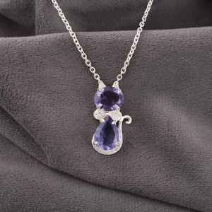 Colgante de Gato de Iolita, Plata de Ley 925, Joyería Animal Hecha a Mano, Lindo y Moderno, Collar de Alta Calidad con Certificado IGI, Elegante Regalo para - Product Image 4
