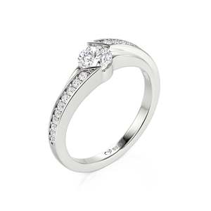 Jeulia Twist Bypass Moissanite Promise <b>Ring</b> Sterling Silver Rhodium Plated - Product Image 2