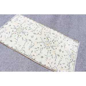 Alfombra Turca Vintage de 3.3x5.9 pies, Alfombra de Lana Ikat Verde Amarillo - Product Image 4