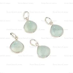 Hot bán 12 mét tự nhiên sữa màu xanh Aquamarine đá quý Bán Buôn Đồ trang sức 925 sterling bạc hình trái tim quyến rũ Mặt dây chuyền cho cô ấy