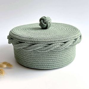 New Elegant Look Woven Cotton <b>Rope</b> <b>Basket</b> High Quality Multi Purpose Storage <b>Basket</b> With Antique Designing Lid for Sale Decorate - Product Image 2