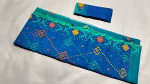 Exclusif Deshi Dhakai Jamdani Sharee Qualité d'exportation pour les femmes JAMDANI FABRIC Bleu ROUGE VERT Doré Bleu Ciel du Bangladesh - Product Image 5