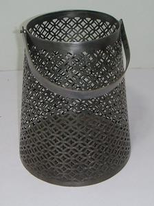 Modern Industrial Rustic Iron Pillar Candle <b>Lantern</b> - Hollow Out Mesh Pattern Metal Hurricane <b>Lamp</b> Porch Patio Candle Holder - Product Image 3