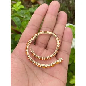 14k <b>Gold</b> Oval Citrine Tennis Bracelet Fashionable Jewelry Accessory - Product Image 4