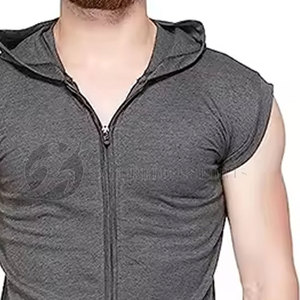 Nueva llegada mezclado de algodón sin mangas gimnasio sudaderas con capucha parches personalizados gran oferta último estilo hombres sin mangas gimnasio sudaderas con capucha - Product Image 6