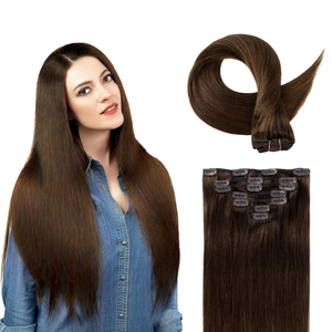 Extensions à clipser 100% cheveux humains Remy, blond balayage avec mèches, lisses, 8 pièces, pour tête entière - Product Image 5