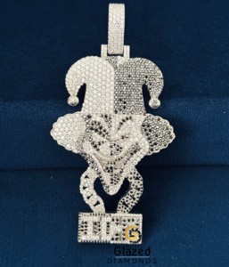 Colgante de plata de ley 925 con diamantes de moissanita en blanco y negro estilo Hip Hop para hombre, diseño de Joker/Clown de dibujos animados ICP Iced Out - Product Image 1