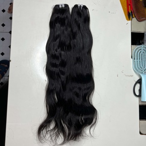Vente en gros de cheveux humains indiens Remy longs pour tissage sans colle, densité 180%, dentelle transparente, pré-épilés, cuticules alignées, pour femmes noires - Product Image 3