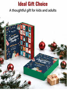 Wholesale 24 Drawer <b>Christmas</b> Advent Calendar <b>Box</b> Book Shape Green Rigid Cardboard Empty Mystery Blind <b>Box</b> for Surprise Gift - Product Image 2