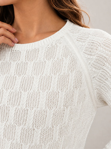 เสื้อถักแขนสั้นผู้หญิง คอวี ผ้าฝ้าย 50% อะคริลิก 50% รับผลิตแบบ OEM ODM - Product Image 2