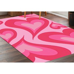 Alfombra Rosa con Corazones para Habitación de Niña: Alfombra Infantil Antideslizante, Alfombra Delgada No Tejida - Product Image 4