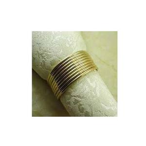 Servilletero de diseño acanalado de forma redonda dorada, Decoración de mesa, servilletero de hotel exquisito, juego de vajilla de aspecto real de diseñador - Product Image 1