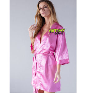 Peignoir Oem en satin de soie Robe kimono de mariée en satin de soie pour dames pour fête de mariage Robe de demoiselle d'honneur - Product Image 2