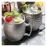 Mug à Moscow Mule en acier inoxydable martelé de style vintage, 16 oz, avec couvercle, écologique, personnalisable, logo couleur, haute qualité FALAH