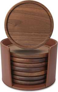 Best Selling Classic Acacia Wooden <b>Coasters</b> <b>Set</b> with Holder High Quality Good Natural Finished - Product Image 3