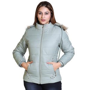 Chaquetas acolchadas de corte Regular para damas jóvenes, chaqueta acolchada con calefacción para mujer, capucha, tela estampada informal larga, relleno de algodón Reversible - Product Image 6