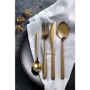 Juego de cubiertos de acero inoxidable con revestimiento de PVD dorado mate, elegante, duradero, Apto para lavavajillas, cubiertos de comedor con espejo, sostenible - Product Image 2